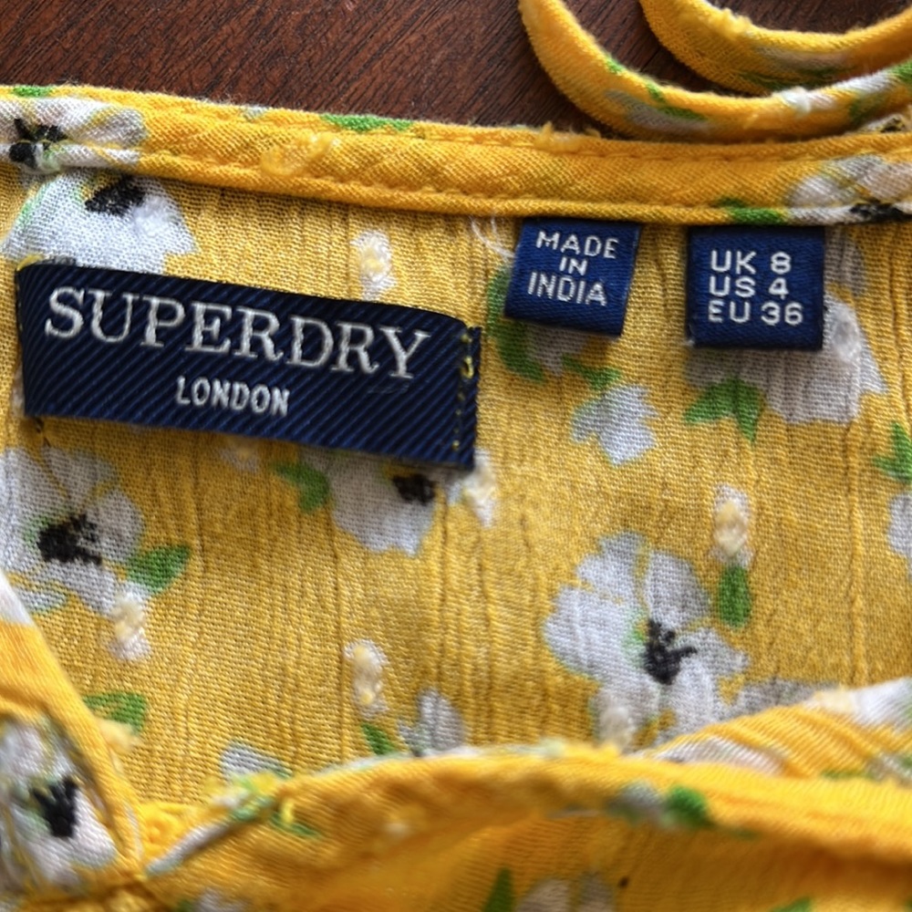 Superdry London Yellow Top Sz 4 - Picture 4 of 7